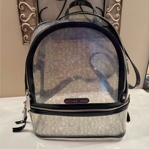Clear logo-print Michael Kors Rhea Logo Backpack